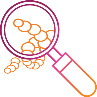 pathogen under magnifying glass icon